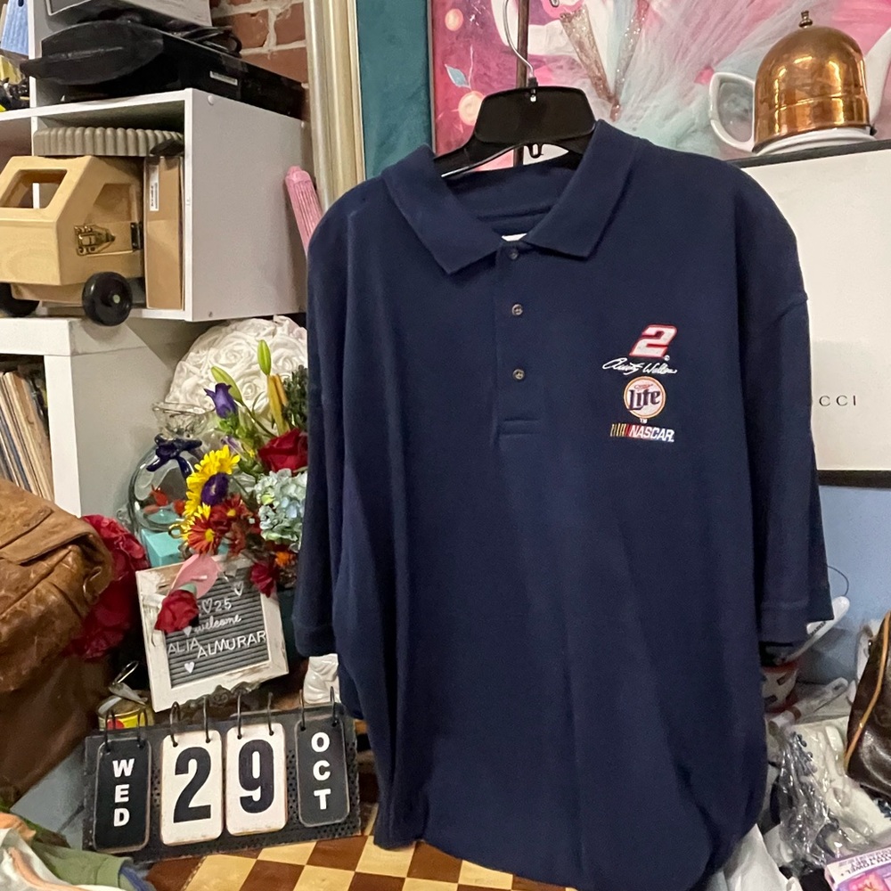 Rusty Wallace Miller Lite Nascar Navy Polo Shirt by Competitors View